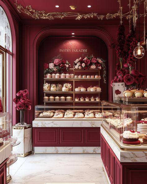 «The Pastry Paradise». 🥐🪽♥️ Luxury Coffee Shop Interior Design, Pastry Interior Design, Luxury Bakery Interior, Luxury Pastries, Dessert Bar Restaurant, Cafe Shop Design Ideas, Cake Shop Ideas, Bakery Shop Ideas, Art Deco Bakery