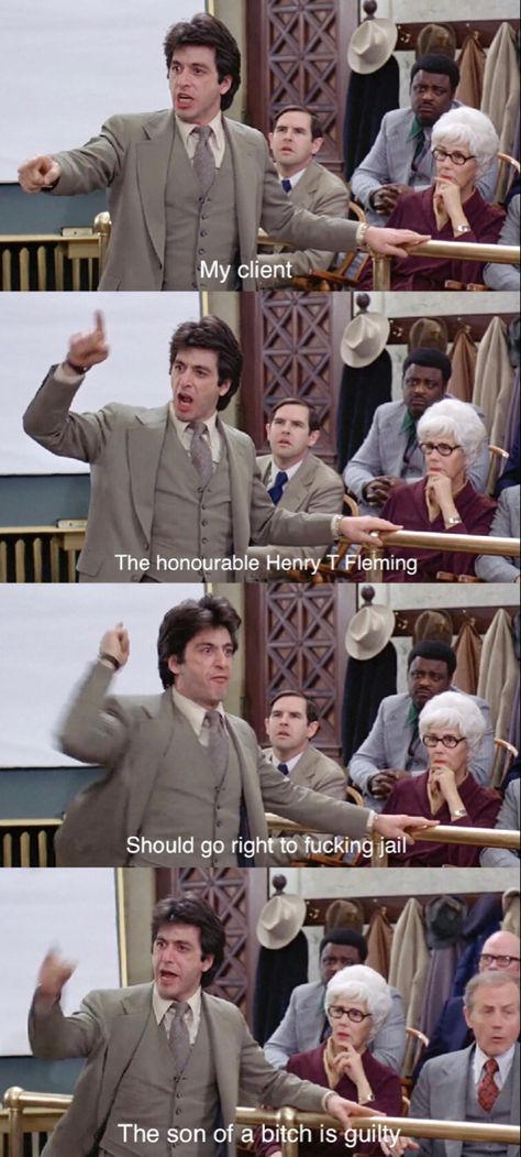 This scene sends shivers down my spine! Al Pacino delivers one of best acting perfomances in film. Al Pacino And Justice For All, Justice For All Al Pacino, Cinematic Moments, Best Movie Lines, Fav Movie, And Justice For All, Girl Movies, Movie Lines, Al Pacino