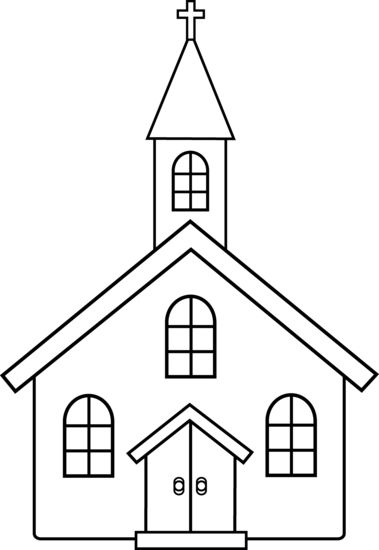 Little Church Line Art - Free Clip Art Church Clip Art, Church Clipart, Church Images, Church Pictures, House Quilts, Easy Coloring Pages, Color Worksheets, Clipart Black And White, Bible Crafts