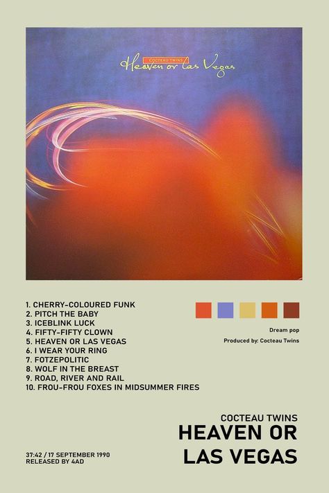 Cocteau Twins Poster, Heaven Or Las Vegas, Cocteau Twins, Music Poster Ideas, Album Cover Poster, Dorm Posters, Dream Pop, Poster Artwork, Band Posters