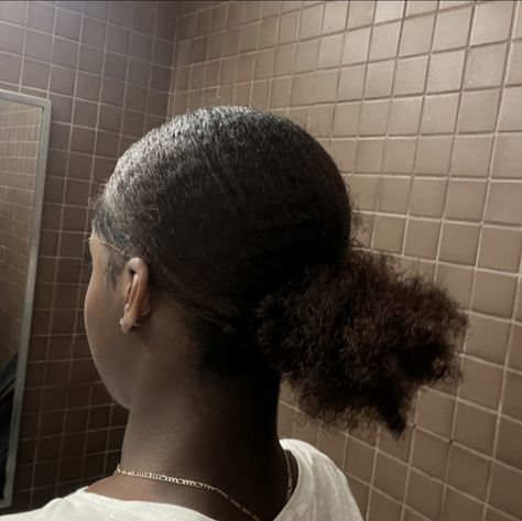 slick back natural type 4 hair 
slick bun
middle part natural hair
slick back 
black girl
black hair 
natural black hair
colored natural hair Middle Parts, Short Girls, Short Hair Styles, Hair Styles