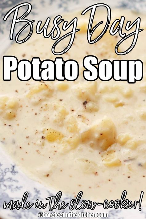 Slow Cooker {Busy Day} Potato Soup Slow Cook Potato Soup, Cream Of Potato Soup Recipes Easy, Old Fashioned Potato Soup, Potato Soup Crockpot Recipes, Potato Soup Crock Pot Easy, Slow Cooker Potato, Homemade Potato Soup, Best Potato Soup, Slow Cooker Potato Soup