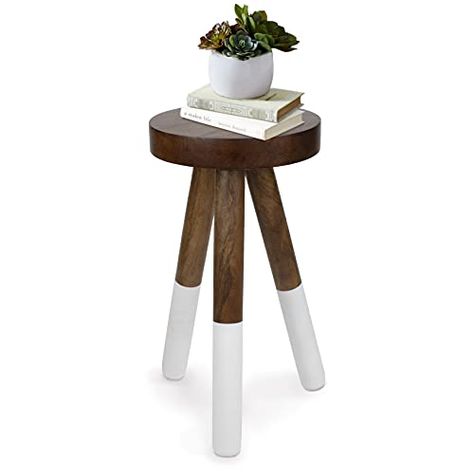 Dipped Furniture Legs Side Tables, Dipped Furniture, Stool For Bathroom, Small Table Decor, Small Round Ottoman, Living Room End Table, Small Round Side Table, Round Bedside, Side Table Round