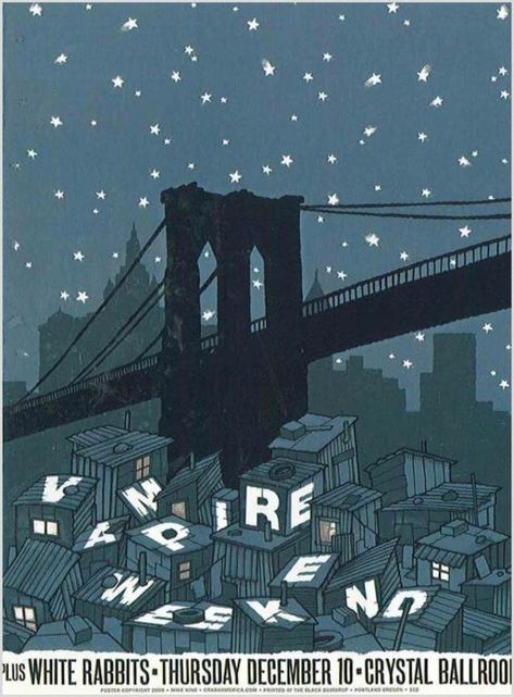 vampire weekend poster Vampire Weekend Poster, Weekend Poster, Sufjan Stevens, Vampire Weekend, George Washington Bridge, Gig Posters, Room Posters, Music Poster, The Beatles