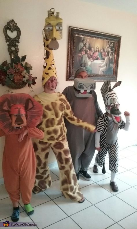 Alex The Lion, Hippo Costume, Madagascar Party, Jungle Outfit, Zebra Costume, Madagascar Movie, Safari Costume, Themed Costumes, Giraffe Costume