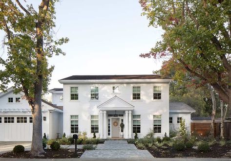 Steel Patio Doors, Menlo Park California, Contemporary Colonial, Open Stairs, House Mediterranean, Colonial Style Homes, Menlo Park, Outdoor Inspirations, Fall Porch