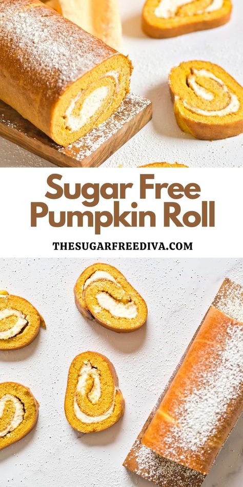 How to Make Sugar Free Pumpkin Roll Sugar Free Pumpkin Roll, Keto Pumpkin Roll, Sugar Free Cookie Recipes, Pumpkin Roll Recipe, Sugar Free Desserts Easy, Pumpkin Rolls Recipe, Sugar Free Baking, Sugar Free Recipes Desserts, Sugar Free Sweets