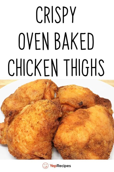 Oven Baked Chicken Seasoning Recipes, Crispy Oven Chicken Thighs, Coating For Chicken Oven Baked, Oven Baked Bone In Chicken Thighs, Chicken Thighs Recipes Baked In Oven, Oven Fried Chicken Thighs Bone In, Oven Chicken Thighs Bone In, Crispy Chicken Thighs In Oven, Oven Baked Chicken Thighs Bone In