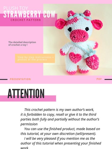 Strawberrycow | PDF | Crochet | Yarn Cow Ears Crochet, Crochet Cow Horns Free Pattern, Pig Crochet Pattern Free Amigurumi, Strawberry Cow Crochet Pattern Free, Crochet Horns Free Pattern, Free Crochet Cow Pattern, Strawberry Cow Crochet Pattern, Crochet Cow Pattern Free, Cow Crochet Pattern Free