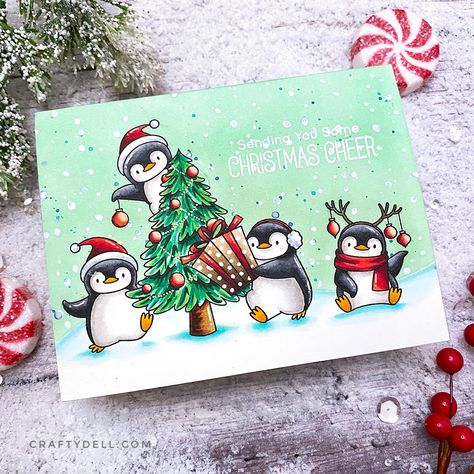 Ideas Navideñas, Penguin Christmas, Climb Trees, Mft Cards, Christmas Card Art, Christmas Card Crafts, Just So You Know, Mft Stamps, Christmas Drawing