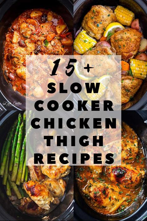 Slow Cooker Chicken Thigh Recipes, Chicken Thighs Slow Cooker, Chicken Thighs Slow Cooker Recipes, Healthy Chicken Thigh Recipes, Slow Cooker Chicken Healthy, Crockpot Chicken Thighs, Slow Cooker Chicken Thighs, Delicious Chicken Dinners, Chicken Thigh Recipes Crockpot