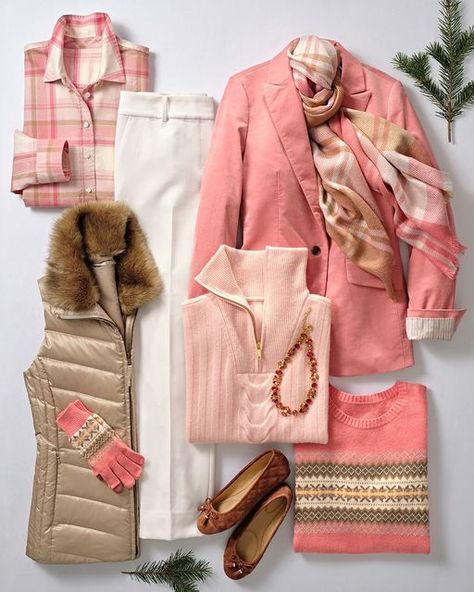 Talbots on Instagram: "Color crush: snowkissed coral. We love this happy hue from head to toe. Tap to shop! #mytalbots #winterfashion #holidaystyle #prettyinpink #modernclassicstyle" Talbots Outfits, Coral Outfit, Stylish Outfits For Women Over 50, Look Rose, Fashion Capsule Wardrobe, Pattern Dress Women, Shoes Outfit Fashion, Winter Outfit Inspiration, 60 Fashion