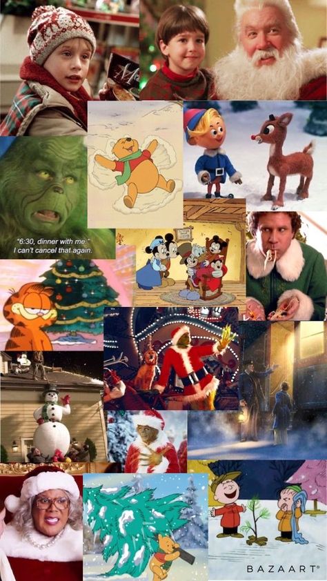 A collage of all the best christmas movies Christmas Wallpaper Characters, Christmas Movies Collage, Christmas Movie Collage Wallpaper, Christmas Wallpaper Movies, Christmas Movies Wallpaper, A Christmas Story Wallpaper, Christmas Movie Collage, Christmas Movie Wallpaper, Christmas Wallpaper Cartoon