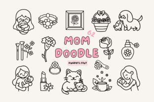 Mothers Day Doodles, Month Doodles, Mom Doodle, Dingbats Fonts, Calendar Doodles, Hand Drawn Typeface, Doodle Font, Font Creator, Notebook Doodles