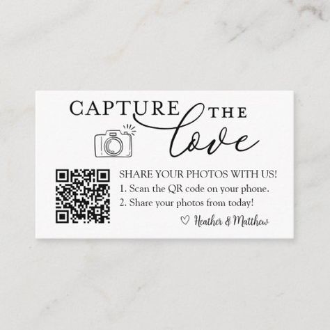 Capture the Love Photo Album QR Code for $0.30 - Bachelorette Card Wedding Upload Photos, Wedding Photo Barcode, Qr Code Photo Upload Wedding, Qr Code For Wedding Photos, Qr Code Wedding Pictures, Engagement Party Photos, Bachelorette Card, Disposable Camera Wedding, Qr Code Wedding