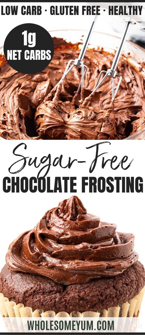 Sugar Free Chocolate Frosting, Keto Chocolate Frosting, Keto Frosting, Low Carb Sandwich, Chocolate Frosting Recipe, Sugar Free Frosting, Sugar Free Baking, Chocolate Frosting Recipes, Keto Friendly Desserts