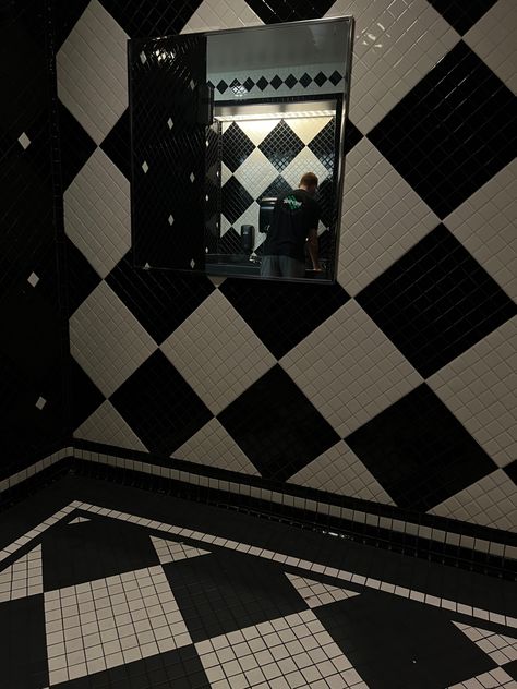 #aesthetic #diy #bathroom #checkered #blackandwhite Checker Board Aesthetic, Black And White Checkered Aesthetic, Black And White Checkered Bathroom, Checkered Tile Bathroom, Checkers Aesthetic, Checker Aesthetic, Checkerboard Aesthetic, Checkered Aesthetic, Checkered Tile