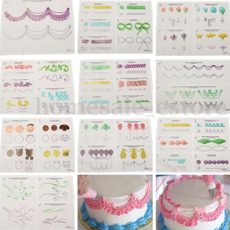 Royal Icing Piping Practice Sheets, Buttercream Piping Practice Sheets Printable, Piping Practice Sheets Printable, Wilton Piping Practice Sheets, Piping Practice Sheets, Icing Practice Sheets, Icing Decorating Tips Piping Bag, Stringwork Cake Royal Icing, Piping Practice