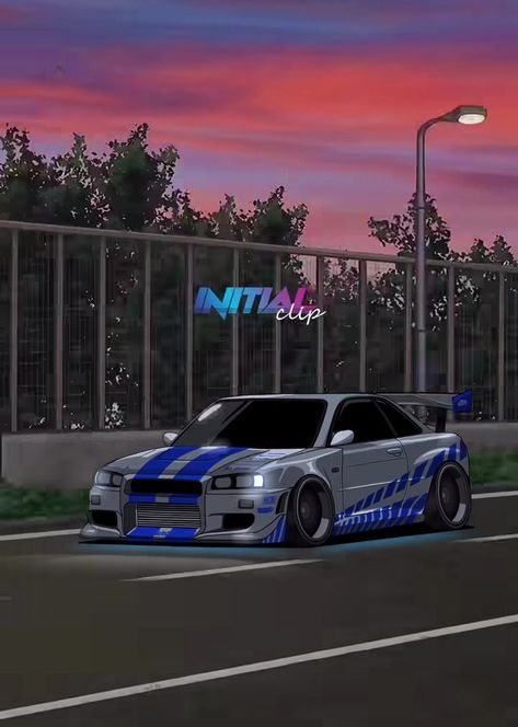 Initial Clip Car Wallpaper, Initial Clip Car, Fast And Furious 2, Initial Clip, Kereta Sport, Nissan Gtr Wallpapers, Jdm Stance, Nissan Gtr R34, R34 Skyline