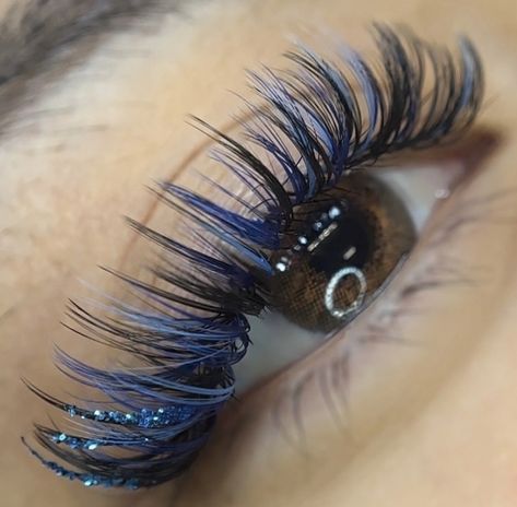 Light Blue Lash Extensions, Eyelash Extensions Colorful, Eyelash Color Extensions, Lash Extensions Color Eyelashes, Colorful Eyelash Extensions, Colour Lashes Extensions, Eyelash Extensions With Color, Blue Eyelash Extensions, Eyelash Extensions Pictures