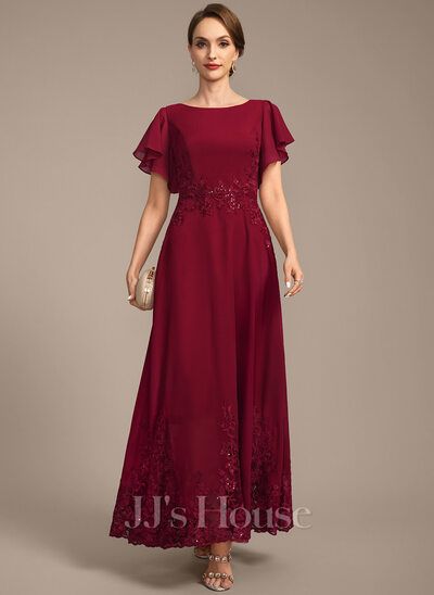 [US$ 229.00] A-line Scoop Ankle-Length Chiffon Lace Mother of the Bride Dress With Sequins (008298545) Lace Midi-length Mother Of The Bride Dress, Elegant Red Floor-length Mother Of The Bride Dress, Grandmother Of The Bride Dresses/ Maroon, Floor-length Purple Mother Of The Bride Dress For Wedding, Summer Mother Of The Bride Dresses, Purple Floor-length Mother Of The Bride Dress, Temple Dress, Anti Fashion, Burgundy Lace