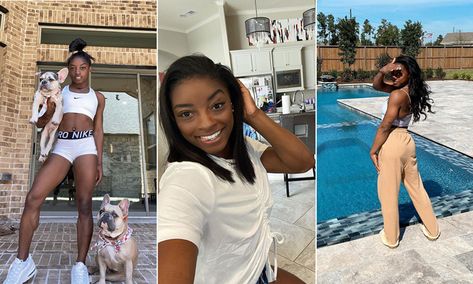 American gymnast Simone Biles has recently pulled out of the Tokyo Olympics final to... Simone Biles Outfits, Simone Biles Leotard, Simone Biles Gymnastics, Simone Biles Instagram, Black Stool, Contemporary Outdoor Furniture, White Wall Decor, Simone Biles, Tokyo Olympics