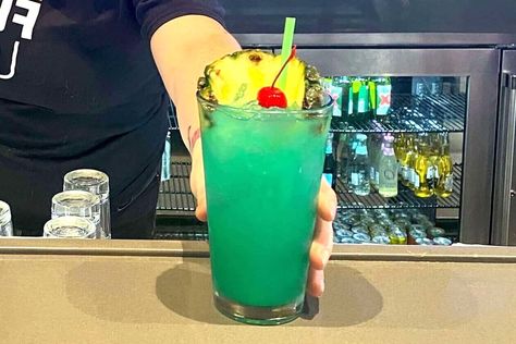 Dangerous Waters Island Punch, Island Punch Pucker, Bar Tending, Girly Drinks, Tropical Fruit Salad, Party Punch Recipes, Bartender Drinks, Water Island, Ripe Pineapple