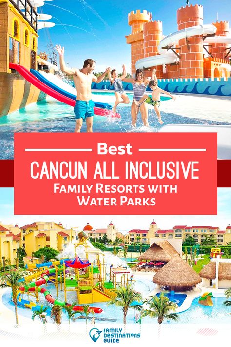 Want ideas for a family vacation to Cancun that includes water parks? We’re FamilyDestinationsGuide, and we’re here to help: Discover Cancun’s best all-inclusive resorts with water parks for families - so you get memories that last a lifetime! #cancun #cancunvacation #waterparks #waterslides #mexicovacation #familyvacation All Inclusive Adult Only Resorts, Best Cancun Resorts, Resorts For Kids, Kid Friendly Resorts, Cancun All Inclusive, Best Family Resorts, Cancun Vacation, Cancun Trip, Best All Inclusive Resorts