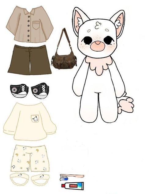 Paper Animal Accessories, Paper Animals Template Free Printables, Paper Animals Clothes, Dog Paper Doll, Paper Animals Tiktok, Small Pug, Simple Cat Drawing, Paper Dog, Paper Clothes