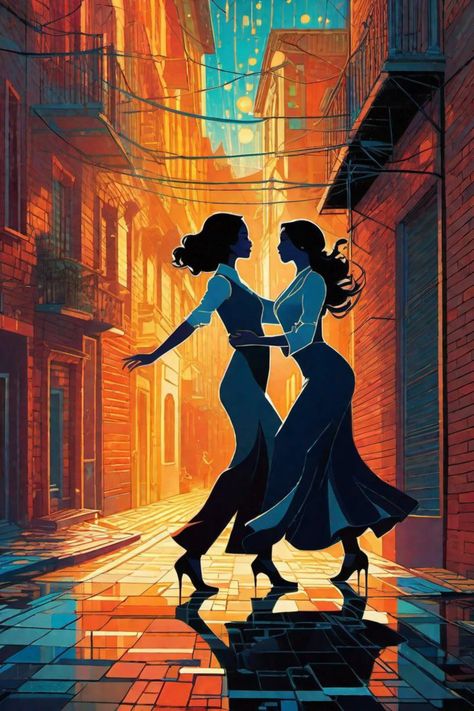 Two Females Posing Together, People Dancing Art, 2 People Dancing, Women Dancing Together, Couple Dancing Art, Ballroom Dancing Aesthetic, Two Women Dancing, Couple Dancing Drawing, Dancing Reference