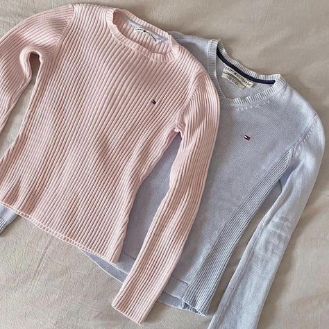 ˚✧₊⁎ Vintage Tommy Sweaters ☆bundle of two early... - Depop Tommy Sweater, Pastel Blue Color, Knit Sweaters, Blue Colour, Pastel Blue, Pastel Pink, Cable Knit, Knitted Sweaters, Tommy Hilfiger