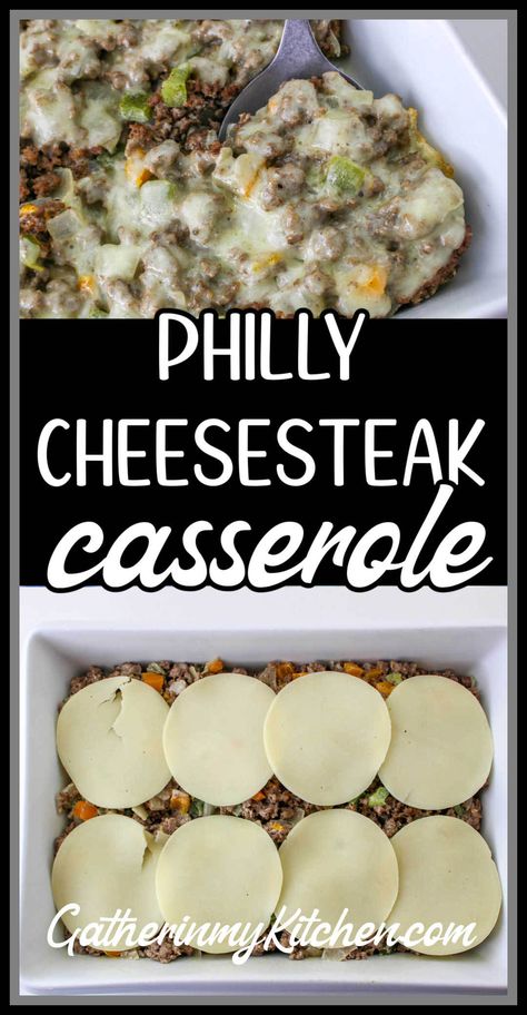 Make Ahead Philly Cheesesteak, Ground Beef Philly Cheese Steak Keto, Dinner Ideas With Steakums, Philly Cheesesteak Lasagna Recipe, Philly Casserole Cheesesteak, Cheesesteak Casserole Recipes, Cheesesteak With Ground Beef, Deconstructed Philly Cheesesteak, Philly Cheese Steak Casserole With Ground Beef