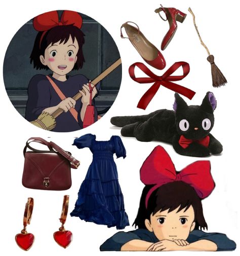 Kiki Costume Studio Ghibli, Kikis Delivery Service Halloween, Kiki Delivery Service Costume, Kiki And Tombo Costume, Cute Anime Costumes, Halloween Costume Anime Characters, Gibli Studio Costume, Halloween Costumes Inspo Women, Halloween Costumes Studio Ghibli