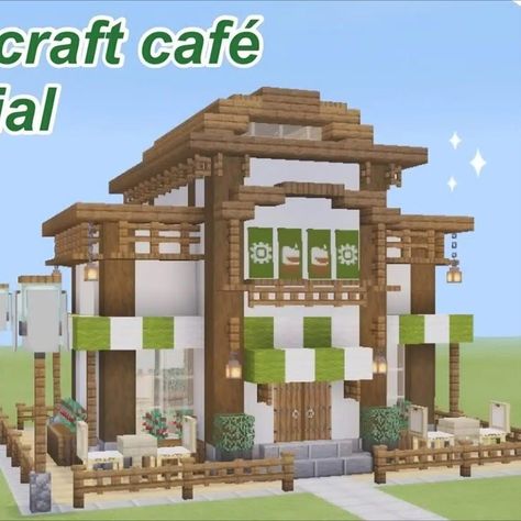 Are you searching for a fantastic cafe in Minecraft that will surely fit your semi-city-themed base in Minecraft? Then try this Beautiful Cafe in Minecraft! It features a cute restaurant supported by natural wood pillars! With light green and white colors combined, it will surely shower your realm with an abundance of fun atmosphere! So check it out now. Cafe In Minecraft, Minecraft Restaurant, Cafe Names Ideas, Minecraft Castle Blueprints, Minecraft Light, Cute Restaurant, Wood Pillars, Cafe Designs, Minecraft Shops