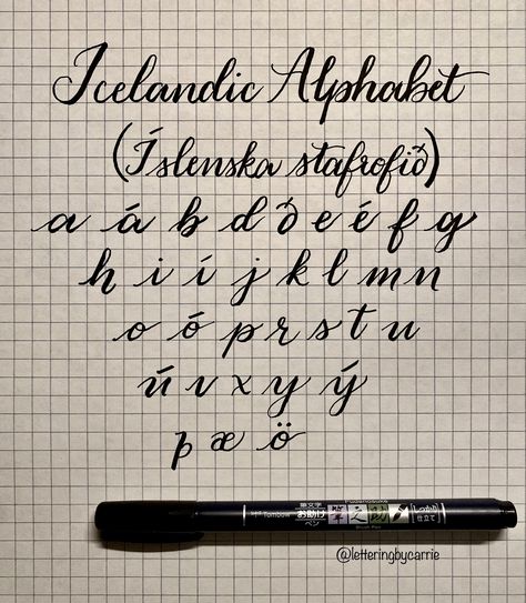 The Icelandic Alphabet - if you are interested in learning the Icelandic Language, start with the basics learning the ABD's (given that there is no C;) #inspiredbyiceland #tuesdaytips Icelandic Language, Tombow Brush Pen, Old English Letters, Language Study, Brush Pen, The Basics, Writing Tips, Iceland, 1 Year