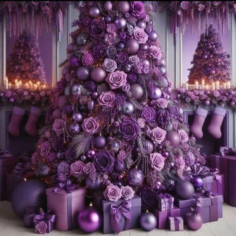 Purple Christmas Tree Decorations, Purple Christmas Decorations, Purple Christmas Tree, Purple Tree, Glam Christmas, Merry Bright Christmas, Creative Christmas Trees, Christmas Tree Inspiration, Purple Themes