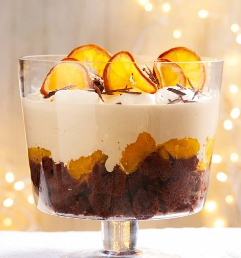 Orange Christmas trifle recipe | Sainsbury`s Magazine Orange Trifle, Christmas Trifle Recipes, Trifle Bowl Recipes, Christmas Trifle, Chocolate And Orange, Trifle Dish, Custard Recipes, Cooking Advice, Trifle Recipe