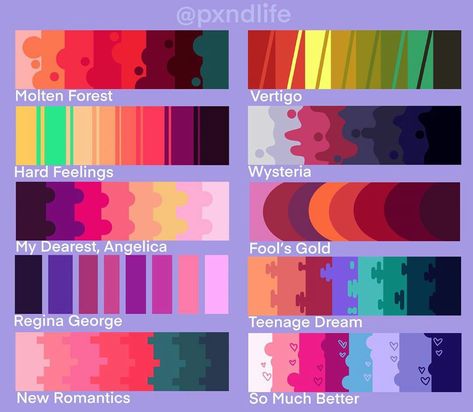 Color Pallets Challenge, Color Schemes For Drawing, Anime Color Pallete, Anime Colour Palette, Pixel Art Color Palette, Mood Color Palettes, Drawing Color Palette, Good Color Combos, Cool Color Palettes