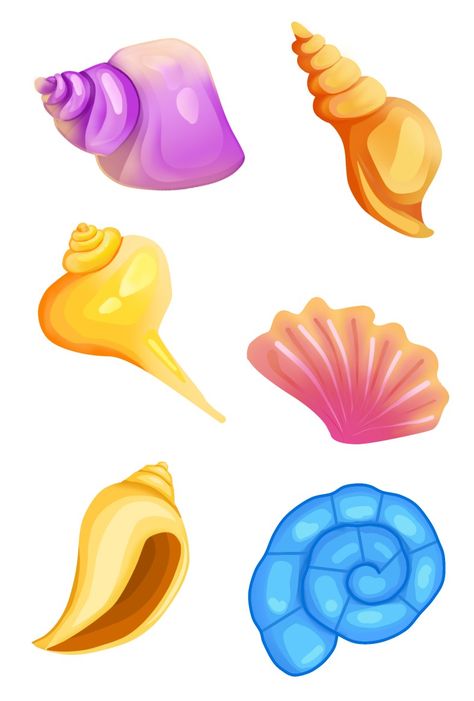 Digital illustration of sea shells sticker Boyfriend Pictures, Ariel, Digital Illustration, Sea Shells, Shells, Hairstyles, Birthday, Quick Saves, Art