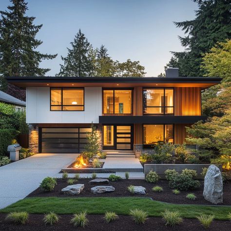 Mid Century Modern Second Story Addition, Mid Century Modern House 2 Story, Two Story Mcm House, Two Story Mid Century Modern House, Mid Century Modern Exterior Design, 2 Story Mid Century Modern House, Contemporary Colonial Exterior, Mid Century Home Exterior, Mid Century House Exterior