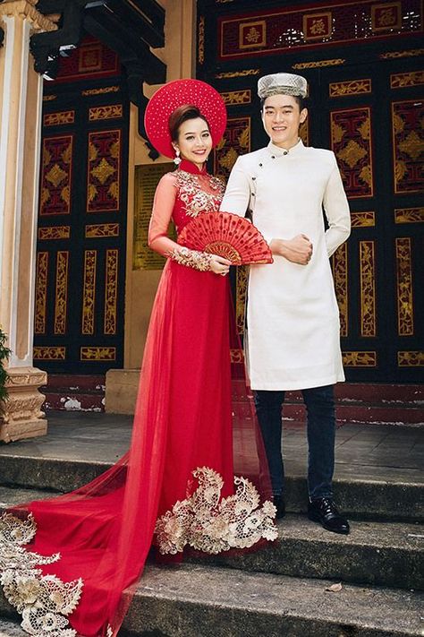 Traditional Vietnamese Wedding, Vietnamese Wedding Dress, Vietnam Wedding, Vietnamese Wedding, Asian Wedding Dress, Vietnamese Dress, Weddings By Color, Stunning Wedding Dresses, Traditional Wedding Dresses