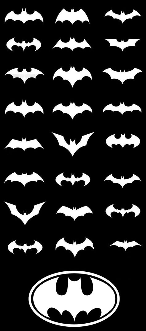 Batman logos for nails Batman Logo Tattoo, Drawing Clouds, Ape Art, Batman Sign, Batman Bedroom, Logo Batman, Bat Symbol, Batman Tattoo, Bob Kane