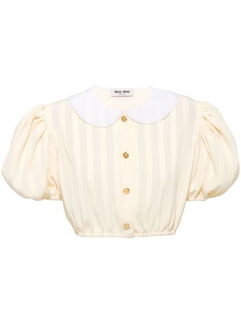 Clothing Factory, Cropped Blouse, Designer Blouses, Cute Summer Outfits, Teenage Fashion Outfits, Crop Blouse, Silk Crepe, Pan Collar, Peter Pan Collar