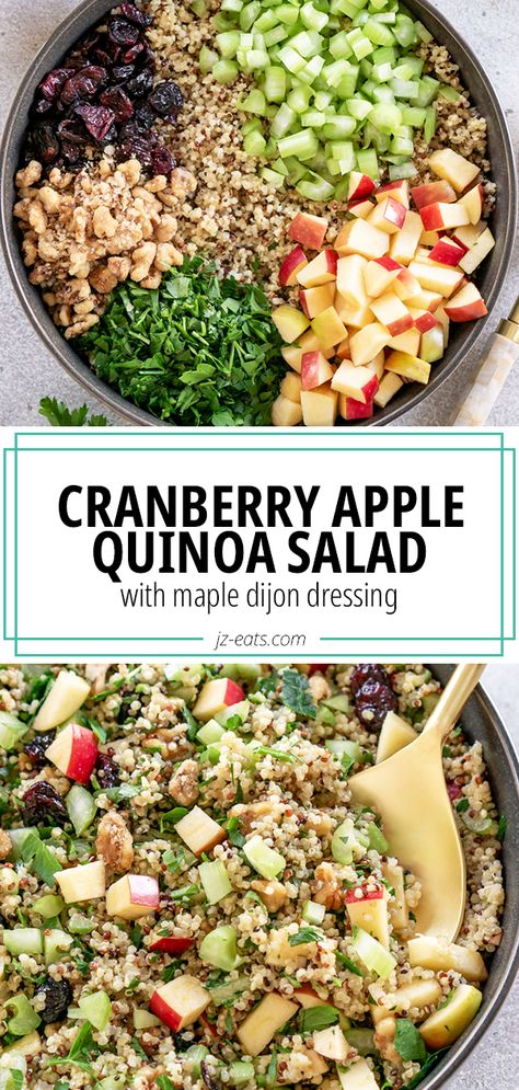 Easy Quinoa Apple Salad (Ready in 15 minutes!) Low Carb Gluten Free Vegetarian Recipes, Low Cholesterol Sides, Anti Inflammation Diet Recipes Lunch, Not Boring Salads, Low Cholesterol Salads, Anti Inflammation Salad, Salad Recipes Dairy Free, Quinoa Apple Salad, Apple Quinoa Salad