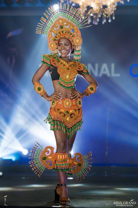 Zambia Isabel Chikoti Carnival Outfit Carribean, Miss Grand International, Pageant Costumes, Miss Grand, Unique Faces, National Costume, African Fashion Modern, African Culture, Beauty Pageant