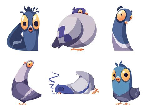 Stickers for Telegram | Pigeons part 3 by Dmitry Mooi   #dribbblers #dribbble #design #stickers #illustration #character Pets Drawing, Dessin Adorable, Character Design Animation, Arte Animal, Bird Illustration, Cartoon Character Design, Illustration Character Design, 로고 디자인, Cute Characters