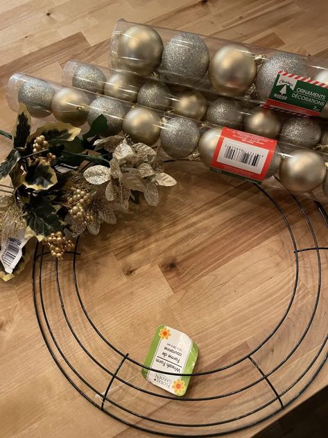 diy dollar tree ornament wreath - Re-Fabbed Dollar Tree Ornament Wreath, Ornament Wreath Diy, Dollar Tree Christmas Decor, Christmas Wreaths Diy Easy, Dollar Store Christmas, Christmas Ornament Wreath, Dollar Tree Christmas, Easter Decorations Dollar Store, Christmas Wreaths To Make