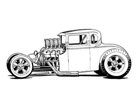 Cartoon Car Drawing, Cool Car Drawings, Automotive Artwork, Rat Fink, Rat Rods Truck, Cars Coloring Pages, Cartoon Car, Truck Art, Garage Art