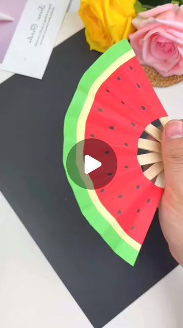 Watermelon Diy Crafts, Watermelon Fan, Watermelon Diy, Functional Crafts, 3d Craft, Scrapbook Room, Space Crafts, Summer Crafts, Hot Days