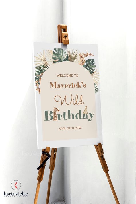 Wild One Birthday Sign, Wild One Welcome Sign, Safari Birthday Sign, Welcome Party Animals Sign, Welcome To The Zoo Birthday, Safari Welcome Sign Birthday, Safari First Birthday, Jungle Animals Party, First Birthday Sign